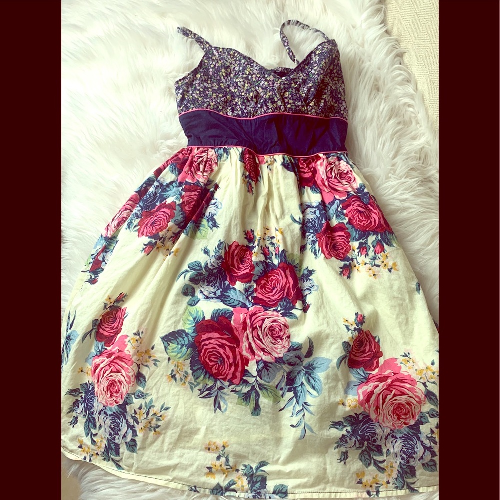floral tank vacation dress with bow size small